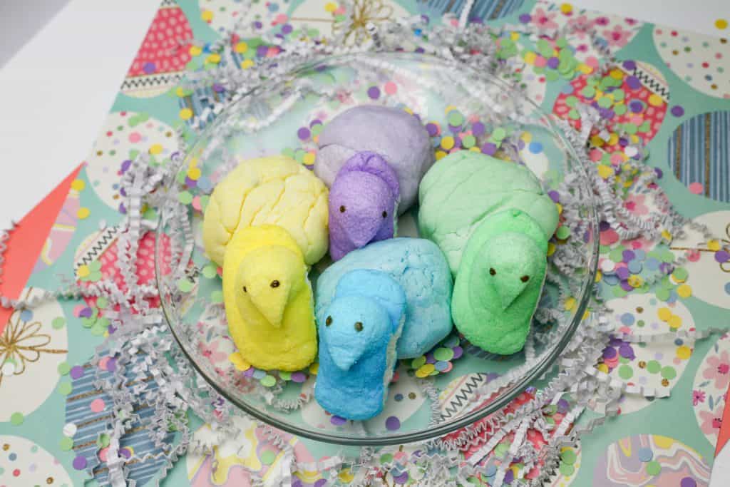 Peeps playdough is a fun and easy 3 ingredient DIY, perfect for Easter. This edible playdough recipe will provide hours of fun for children!