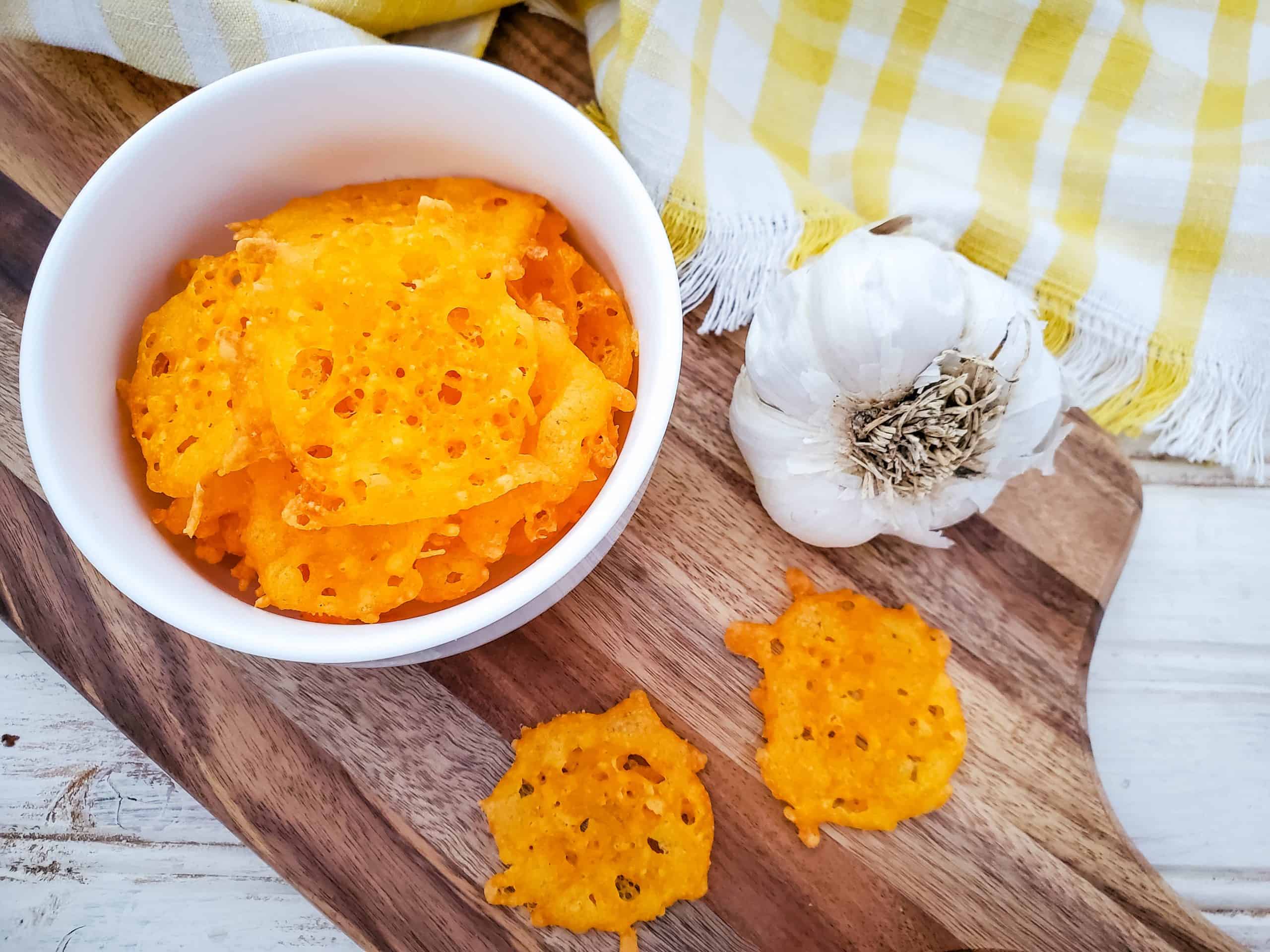 The Crunchiest Keto Garlic Cheese Chips