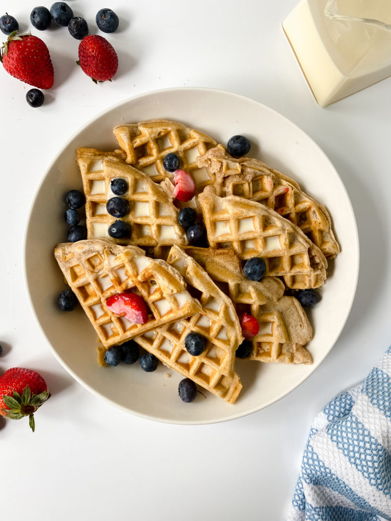delicious tres leches waffles with berries