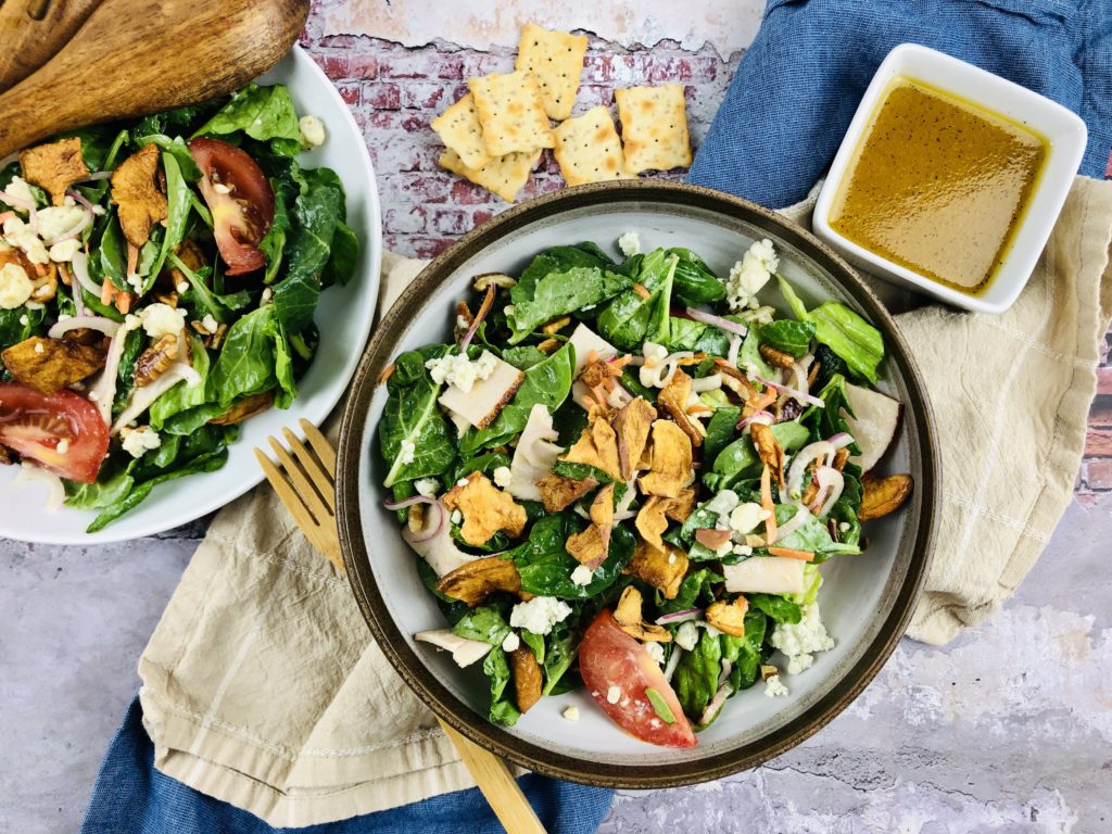 Plate of Fuji Apple Salad with crackers above 