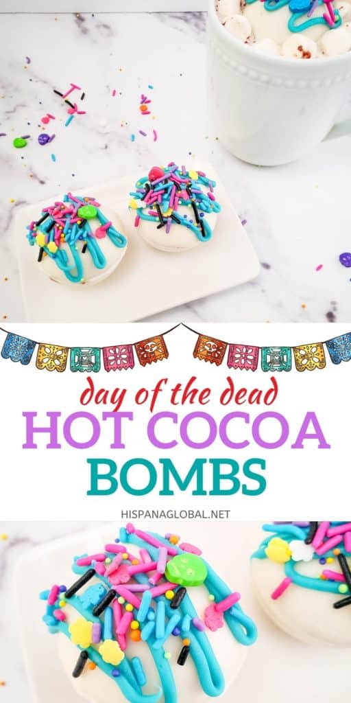 These Day of the Dead hot cocoa bombs are a fun and unique way to honor Día de los Muertos with your kids. They resemble sugar skulls and can be put together in about 30 minutes. 