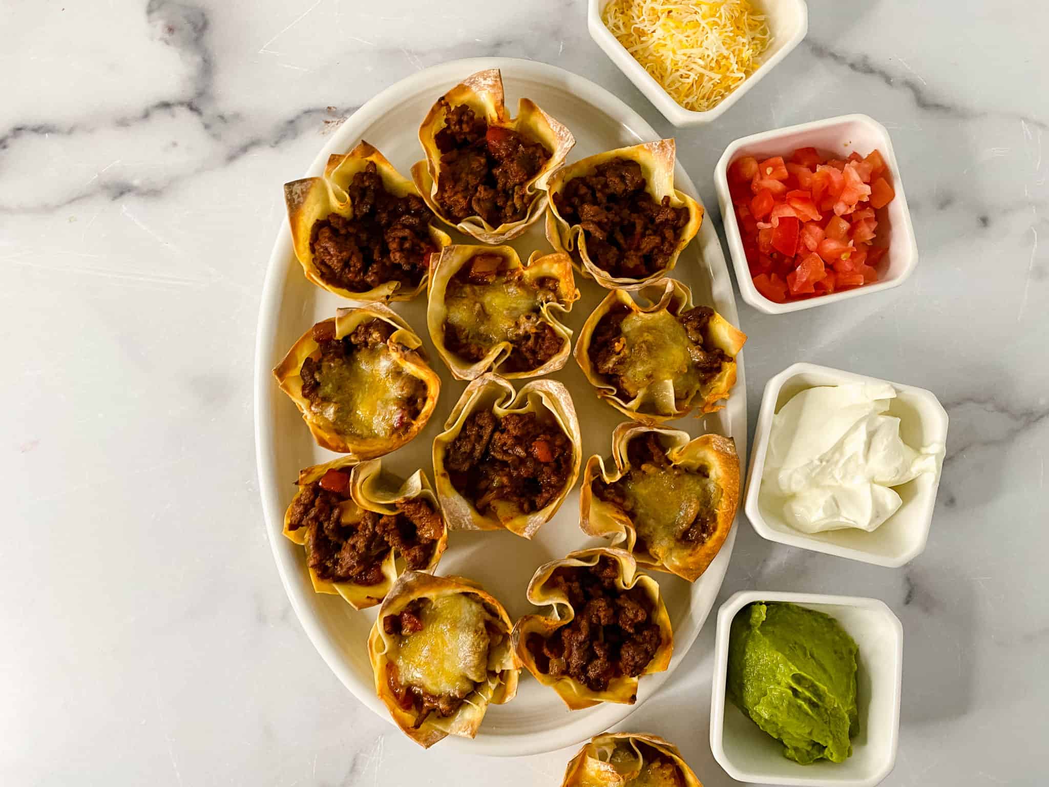 Delicious taco cups, perfect for the Big Game or taco night.