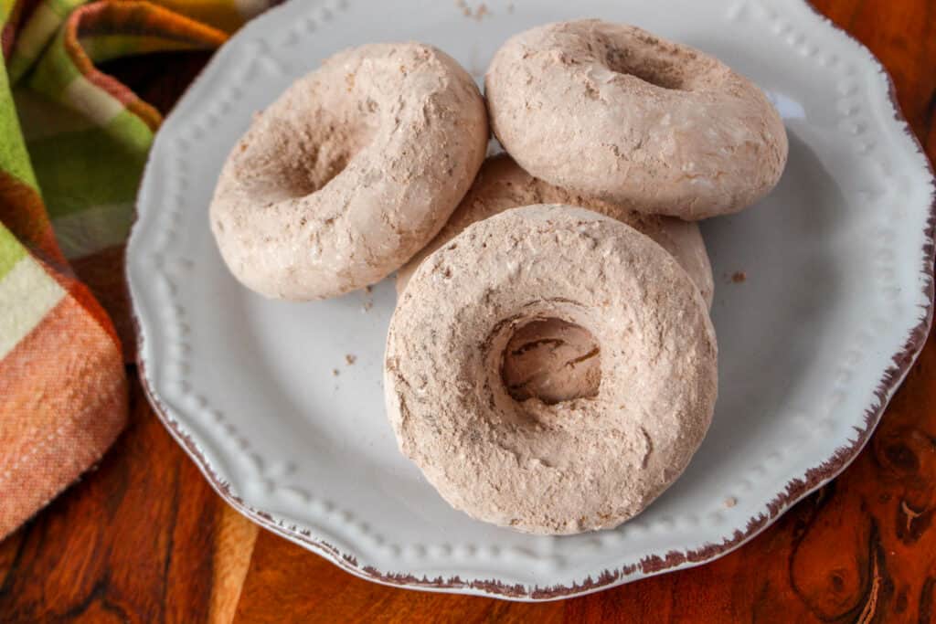 When you’re craving something sweet but want to avoid anything fried, these baked doughnuts are delicious and covered in cocoa powdered sugar.