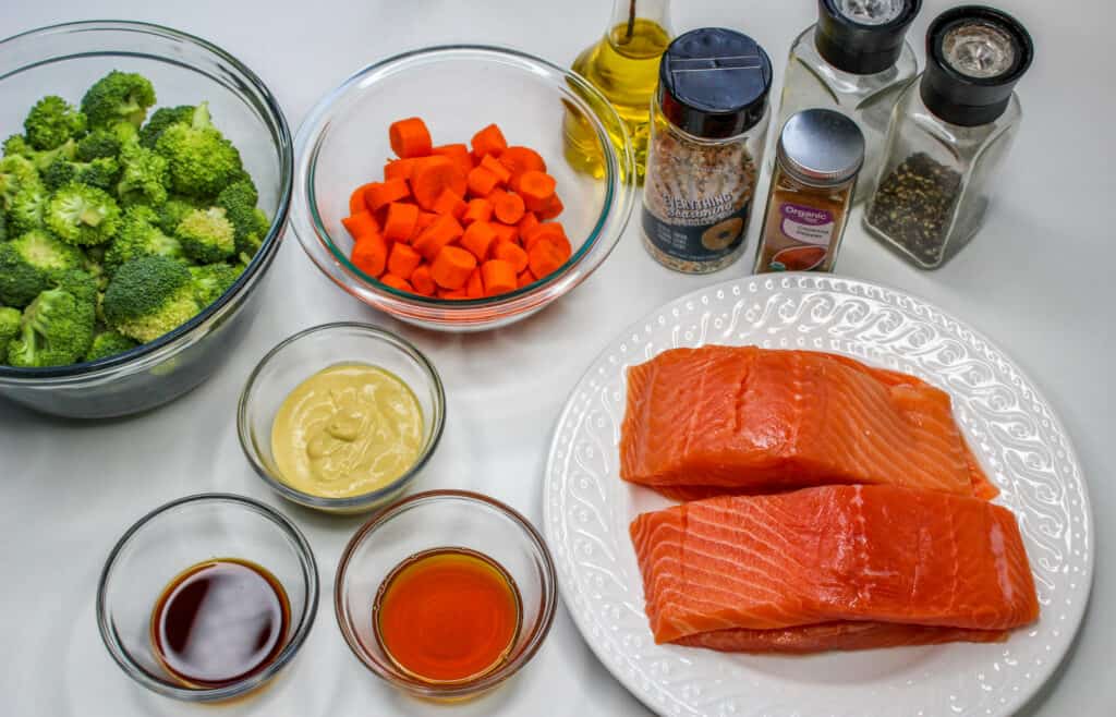 Healthy and delicious, this sheet pan salmon dinner is super easy to make. Plus, it has Everything seasoning that makes it irresistible!