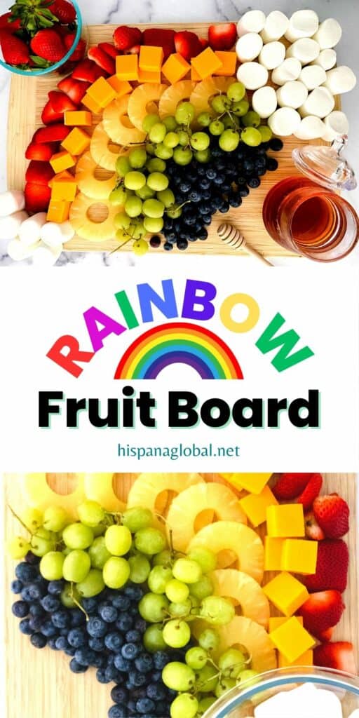 A rainbow fruit board is so visually appealing and it's also packed with nutrients. So perfect for any table, especially for St. Patrick's Day, a unicorn-themed party or any family event.