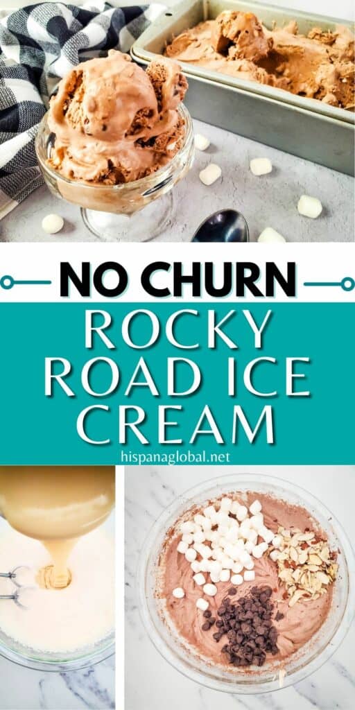 Indulge in the rich and creamy goodness of homemade rocky road ice cream without the need for an ice cream maker! 