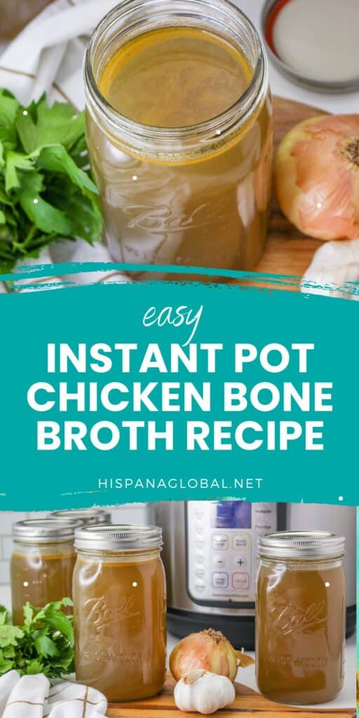 Effortlessly make homemade chicken bone broth in your Instant Pot by following this easy recipe that takes just five minutes of prep time!