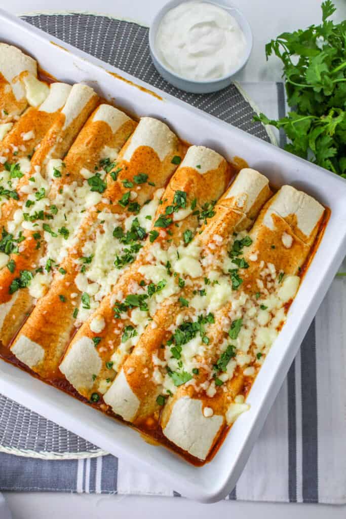 These easy shredded beef enchiladas will create a flavorful fiesta on your plate!  Bursting with rich flavors and tender shredded beef, this easy dinner recipe is a true favorite.