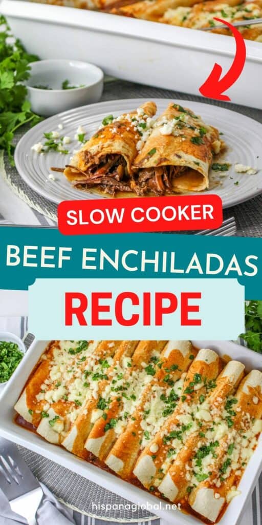 Slow cooker shredded beef enchiladas recipe closeup