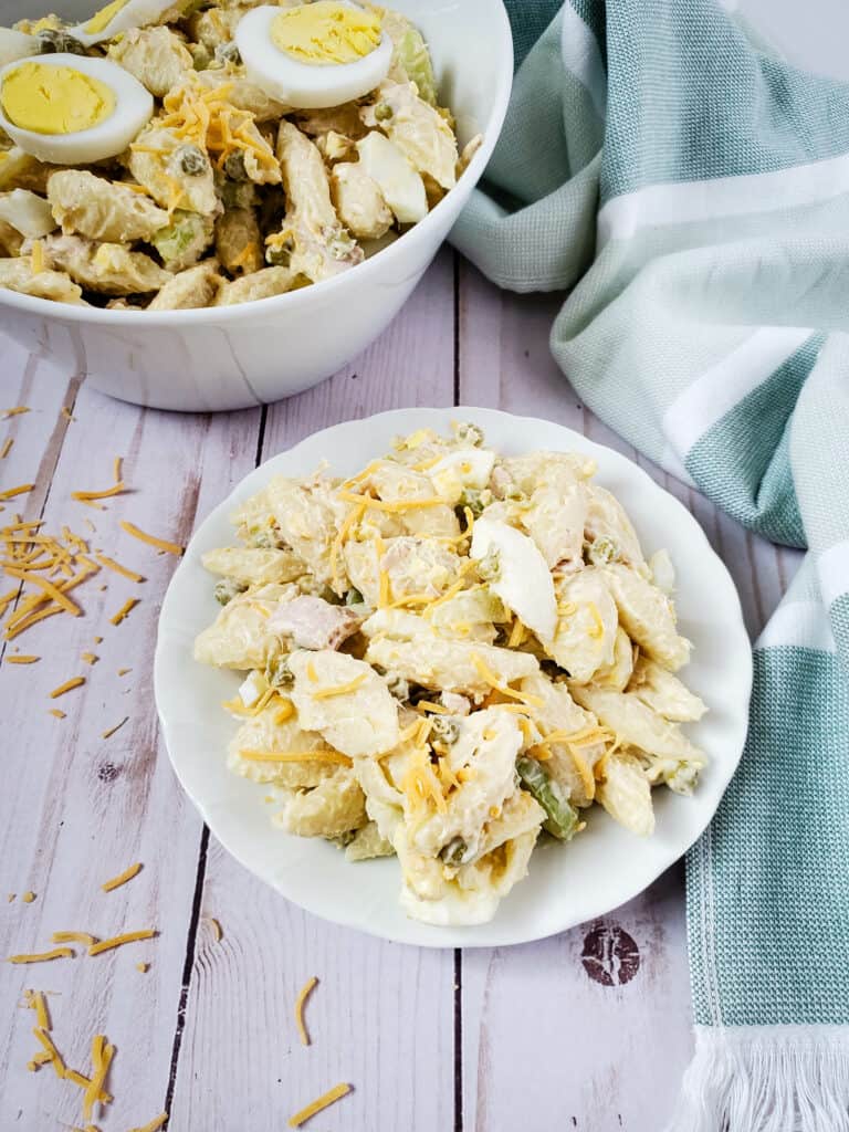 The classic Tuna Pasta Salad is a delightful meal that's easy and satisfying. It's also a budget-friendly dinner!