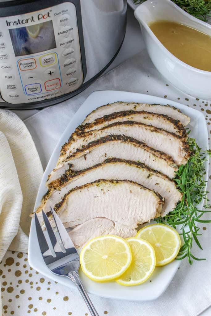 Looking for a hassle-free and succulent addition to your Thanksgiving feast? Make this juicy Instant Pot lemon and herb turkey breast. 