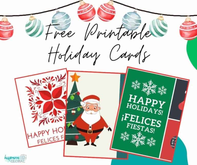 20 Free Printable Holiday Cards in English and Spanish