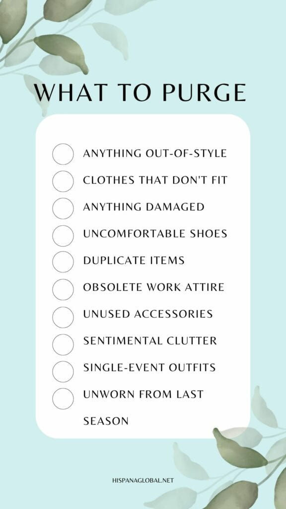Looking for a fresh start and wish to know what to purge from your closet? This guide will help you kickstart your closet cleanup, maintain focus throughout the process, and identify the top 10 items to discard so you can be more organized with less clutter. here is a printable checklist.