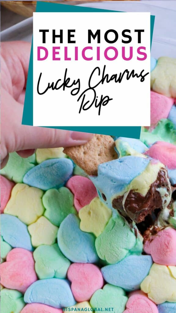 Make a magically delicious Lucky Charms s'mores dip with marshmallows and melted chocolate in just minutes with this simple recipe. Perfect for St. Patrick's Day!