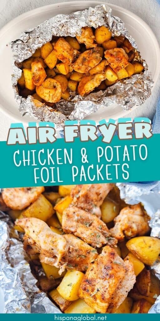Using aluminum foil helps create delicious and easy meals in just minutes,  like these chicken and potato foil packets. Baked in the air fryer oven, the tender chicken comes out so juicy that it will delight the whole family. 