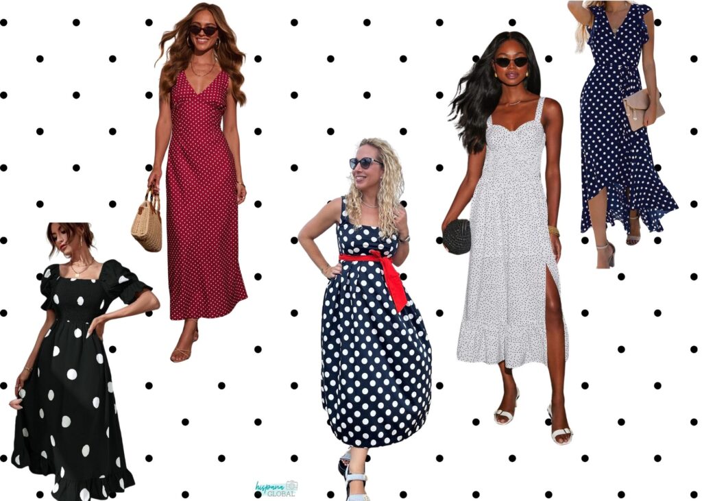 Polka Dot Midi Dresses collage
